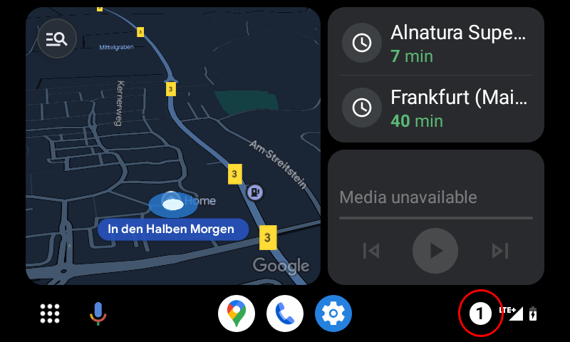数字图标 - 汽车中的 Android Auto